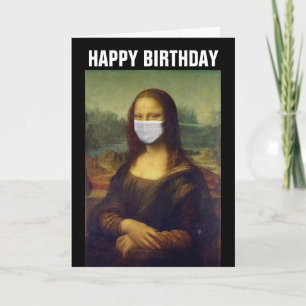MONA LISA FUNNY 2021 CARTE D'ANNIVERSAIRE, MASQUE