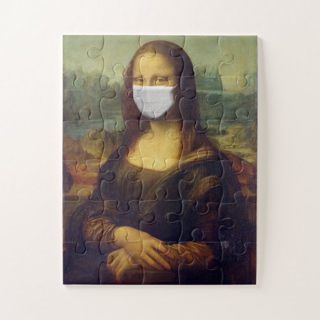 MONA LISA FUNNY MASK FACILE JIGSAW PUZZLE (Vertical)