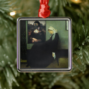 Mona Lisa Gassed Whistler's Mother Metal Ornament