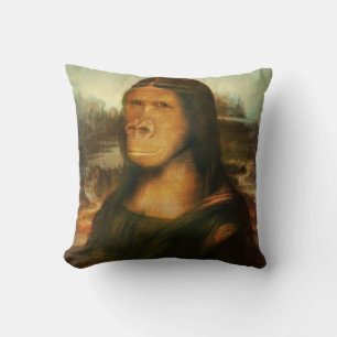 Mona Lisa Gorilla Ape Throw Pillow