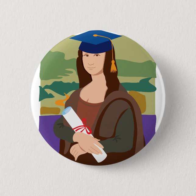 Mona Lisa Graduate 2 Inch Round Button (Front)
