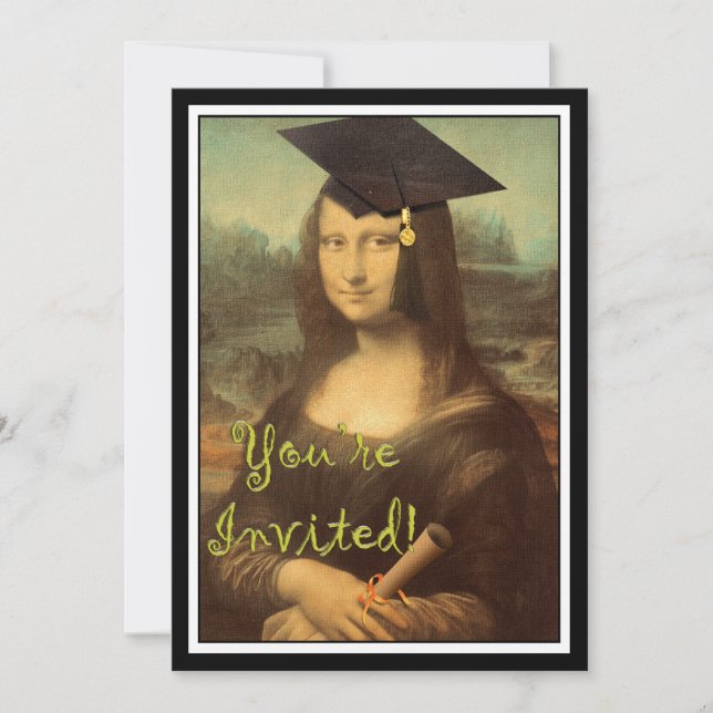 Mona Lisa Graduation Grad Cap Announcement (Front)