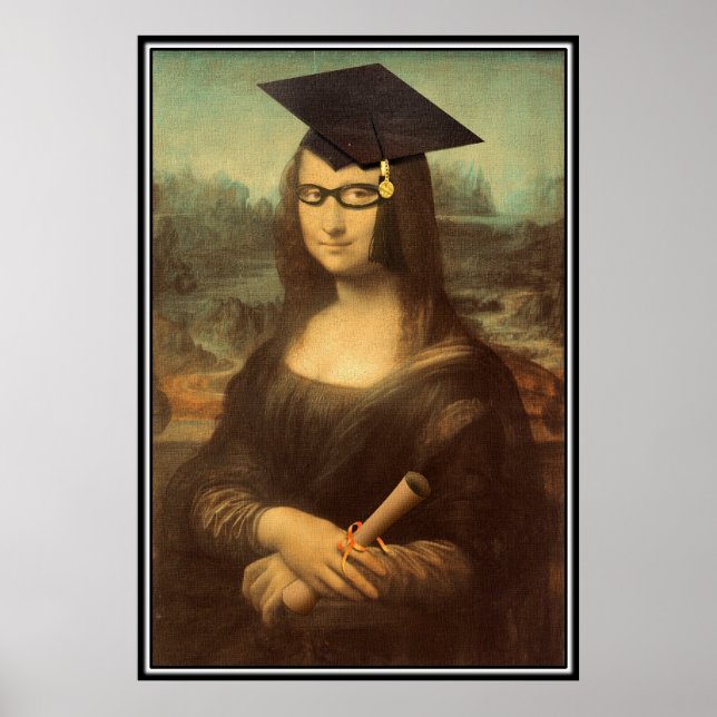 Mona Lisa Graduation Grad Cap Poster (Front)