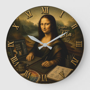 Mona Lisa Graphic Designer Digital Creative Studio Large Clock