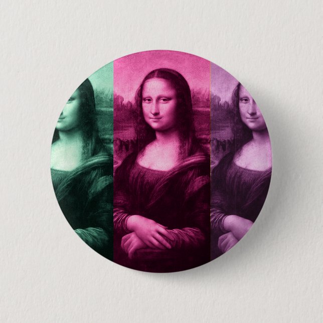 Mona Lisa Green Pink Purple 2 Inch Round Button (Front)