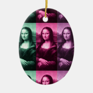 Mona Lisa Green Pink Purple Ceramic Ornament