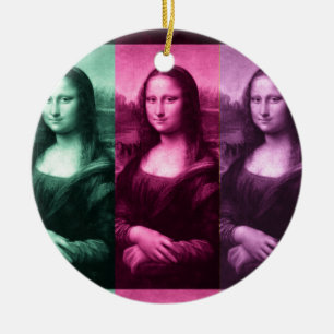 Mona Lisa Green Pink Purple Ceramic Ornament