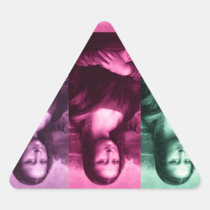 Mona Lisa Green Pink Purple Triangle Sticker