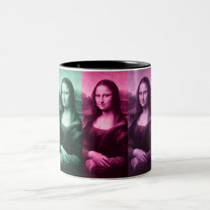 Mona Lisa Green Pink Purple Two-Tone Coffee Mug