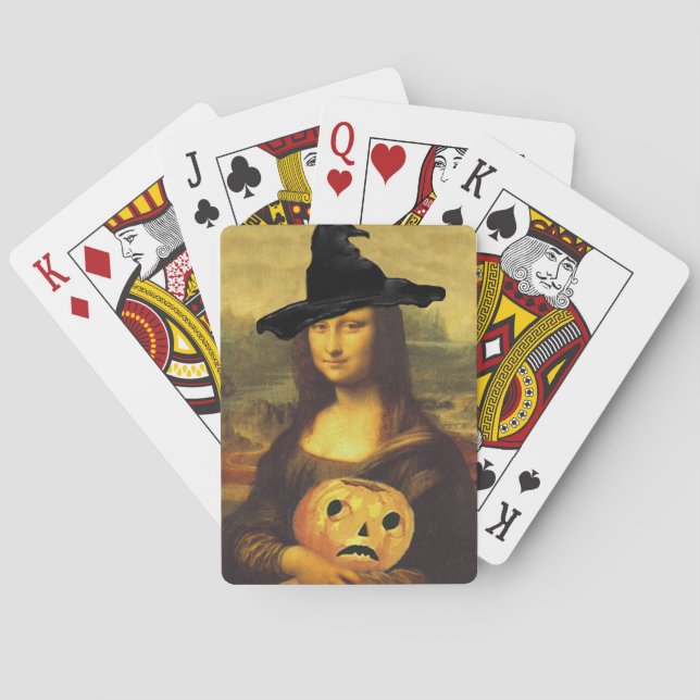 Mona Lisa Halloween Witch Fun Party Playing Cards (Back)