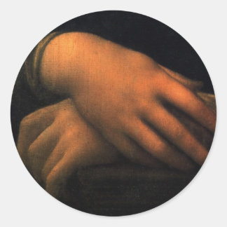 Mona Lisa - hands Classic Round Sticker