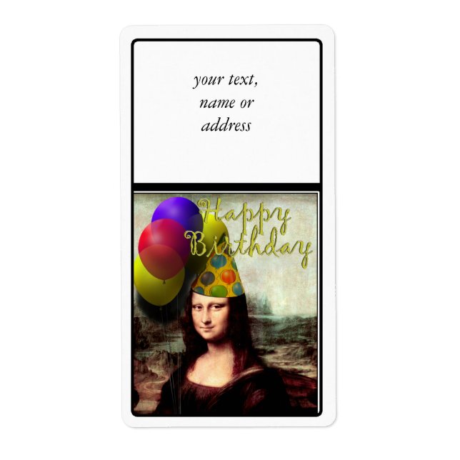 Mona Lisa Happy Birthday Party Hat (Front)
