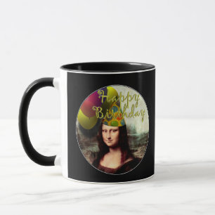 Mona Lisa Happy Birthday Party Hat Mug