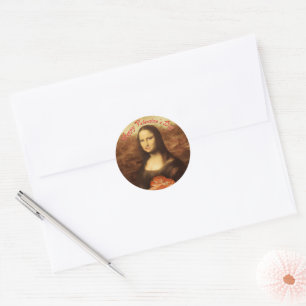 Mona Lisa Heart Valentine's Day Kiss Classic Round Sticker