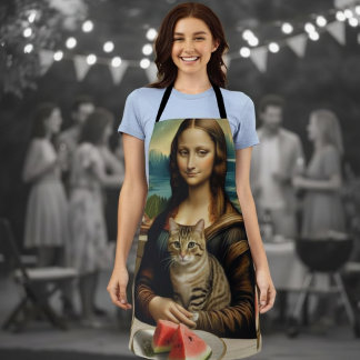 Mona Lisa &her cat - Summer vibes \ Apron