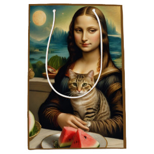 Mona Lisa &her cat  -  Summer vibes \ Medium Gift Bag