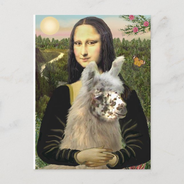 Mona Lisa & Her Llama Postcard (Front)