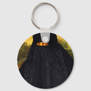 Mona Lisa Hidden Behind Burqa Keychain