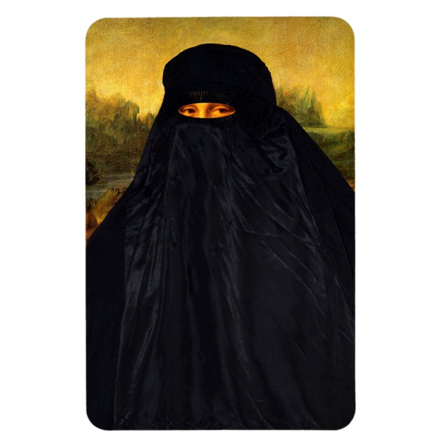 Mona Lisa Hidden Behind Burqa Magnet (Vertical)