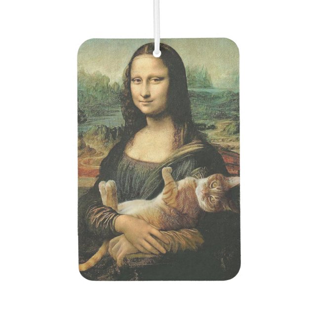Mona Lisa holding a Cat  Air Freshener (Front)