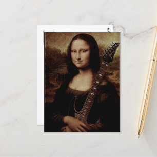 Mona Lisa holding a guitar (Guitarist) Guitar love Postcard