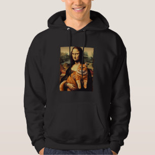Mona lisa holding cat kitty for cats lover cat dad hoodie