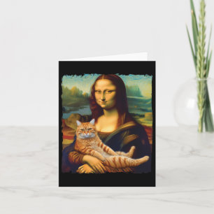 Mona Lisa Holding Cat Portrait Art Painting Kitty  Card