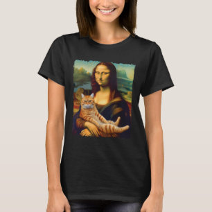 Mona Lisa Holding Cat Portrait Art Painting Kitty T-Shirt