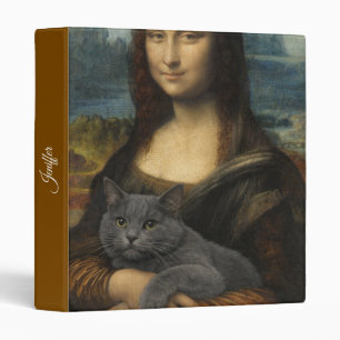 Mona Lisa Holding Elegant Gray Cat Binder