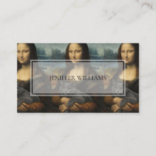 Mona Lisa Holding Elegant Gray Cat Business Card