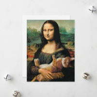 Mona Lisa holding her cat