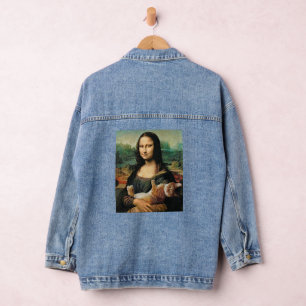 Mona Lisa holding her cat Leonardo da Vinci Denim Jacket