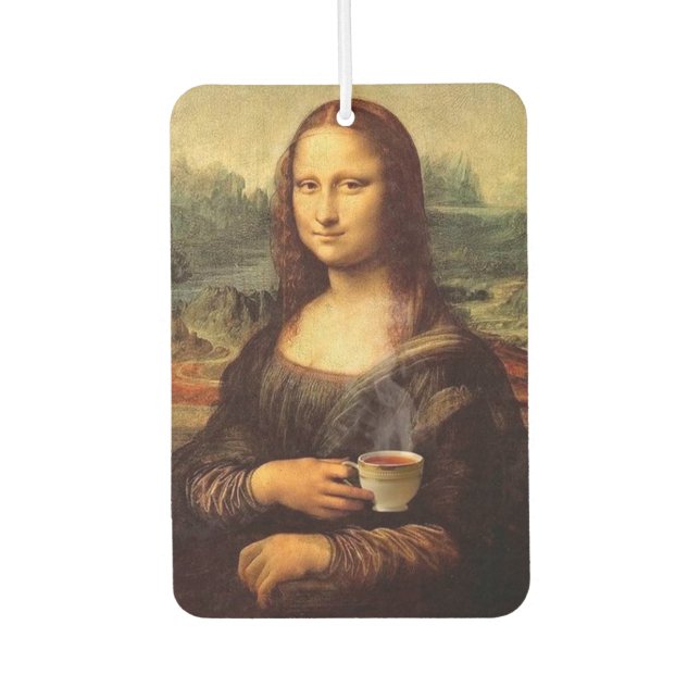 Mona Lisa holding hot tea (Leonardo da Vinci) Air Freshener (Front)