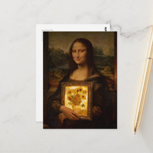 Mona Lisa Holds a Van Gogh Postcard
