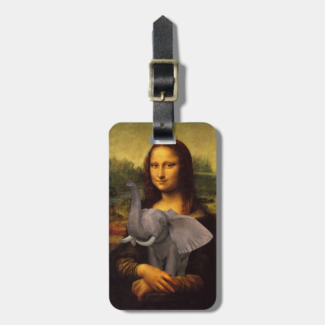 Mona Lisa Hugs Elephant Luggage Tag (Front Vertical)