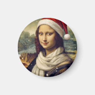 Mona Lisa in a Santa Hat -festive  Magnet