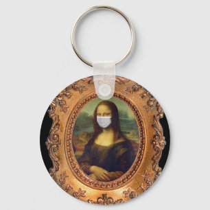 Mona lisa in a surgical mask leonardo da Vinci Key Keychain