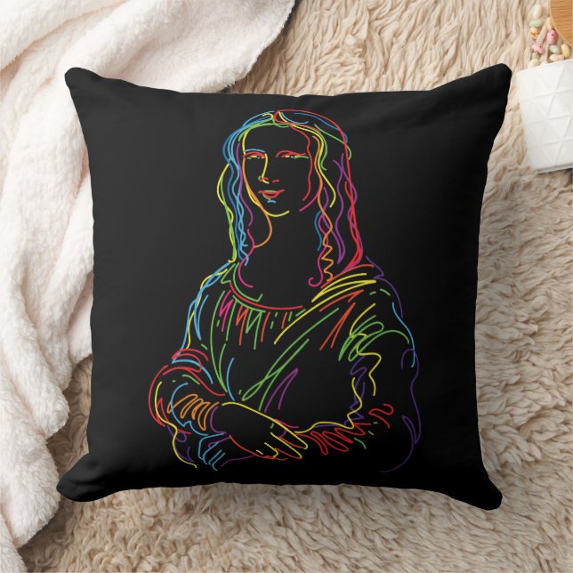 Mona Lisa in Abstract Throw Pillow (Blanket)