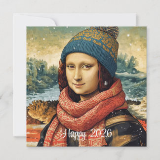 Mona Lisa  in beanie  - Happy 2026 Holiday Card