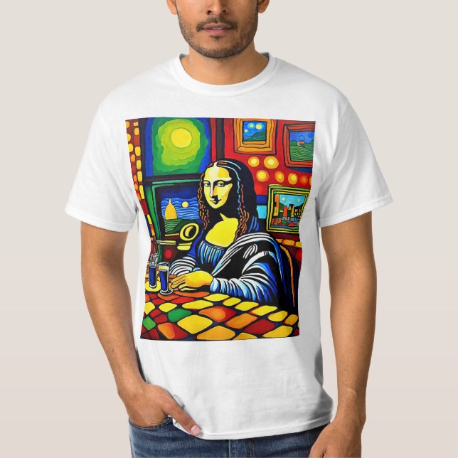Mona Lisa in Cafe 2 T-Shirt (Front)
