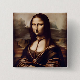 Mona Lisa in ropes Shibari fan 2 Inch Square Button