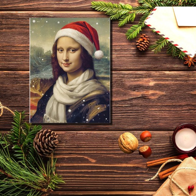 Mona Lisa  in Santa  hat - festive vibes Postcard (Creator Uploaded)