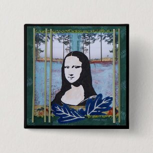 Mona Lisa in the Country 2 Inch Square Button