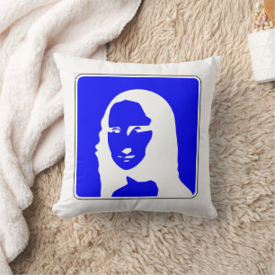 Mona Lisa Informational Road Sign Art Throw Pillow