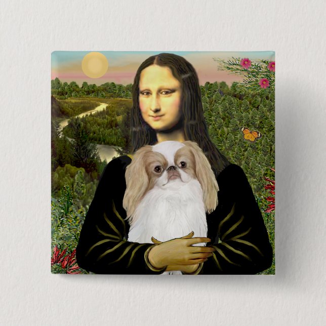 Mona Lisa - Japanese Chin (L1) 2 Inch Square Button (Front)