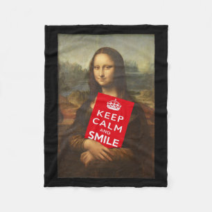 Mona Lisa Keeps Calm And Smiles Fleece Blanket