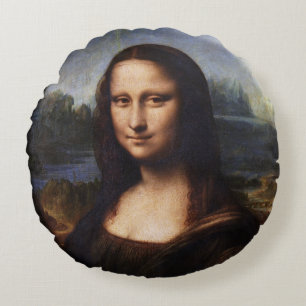Mona Lisa & Leonardo da Vinci /vintage Italy Round Pillow