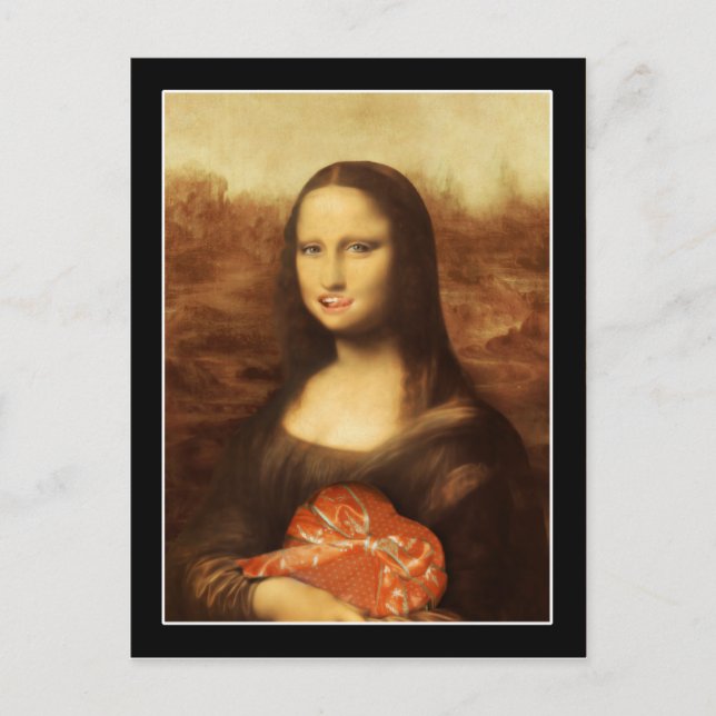 Mona Lisa Likes Valentine's Candy Holiday Postcard (Front)