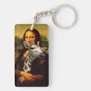 Mona Lisa Loves Giraffes Keychain
