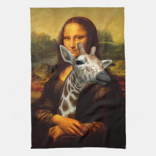 Mona Lisa Loves Giraffes Kitchen Towel